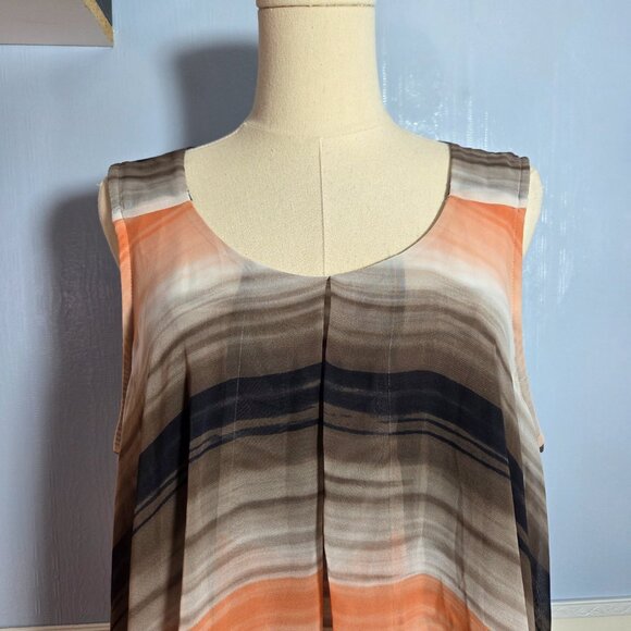 Roz & Ali Woman 1X Layered Flowy Sleeveless Casual Dressy Tank Blouse - Picture 2 of 9